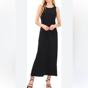 Coldwater Creek Slinky Stretch Jersey Sleeveless Maxi Dress Black Minimalist-M